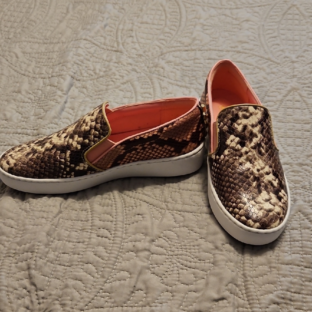 Michael Kors Snakeskin Slip-On Shoes with Pink Lining